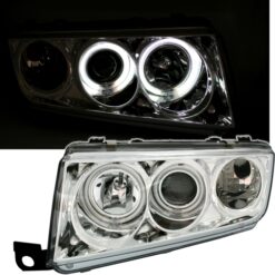 Faróis com Angel Eyes CCFL Skoda Fabia Cromado