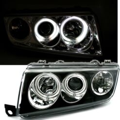Faróis com Angel Eyes CCFL Skoda Fabia Negro
