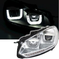 Faróis com Angel Eyes Volkswagen Golf 6 Cromado