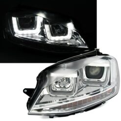 Faróis com Angel Eyes Volkswagen Golf 7 Cromado