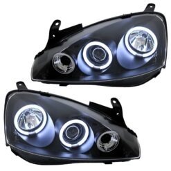 Faróis com Angel Eyes CCFL Opel Corsa C Negro