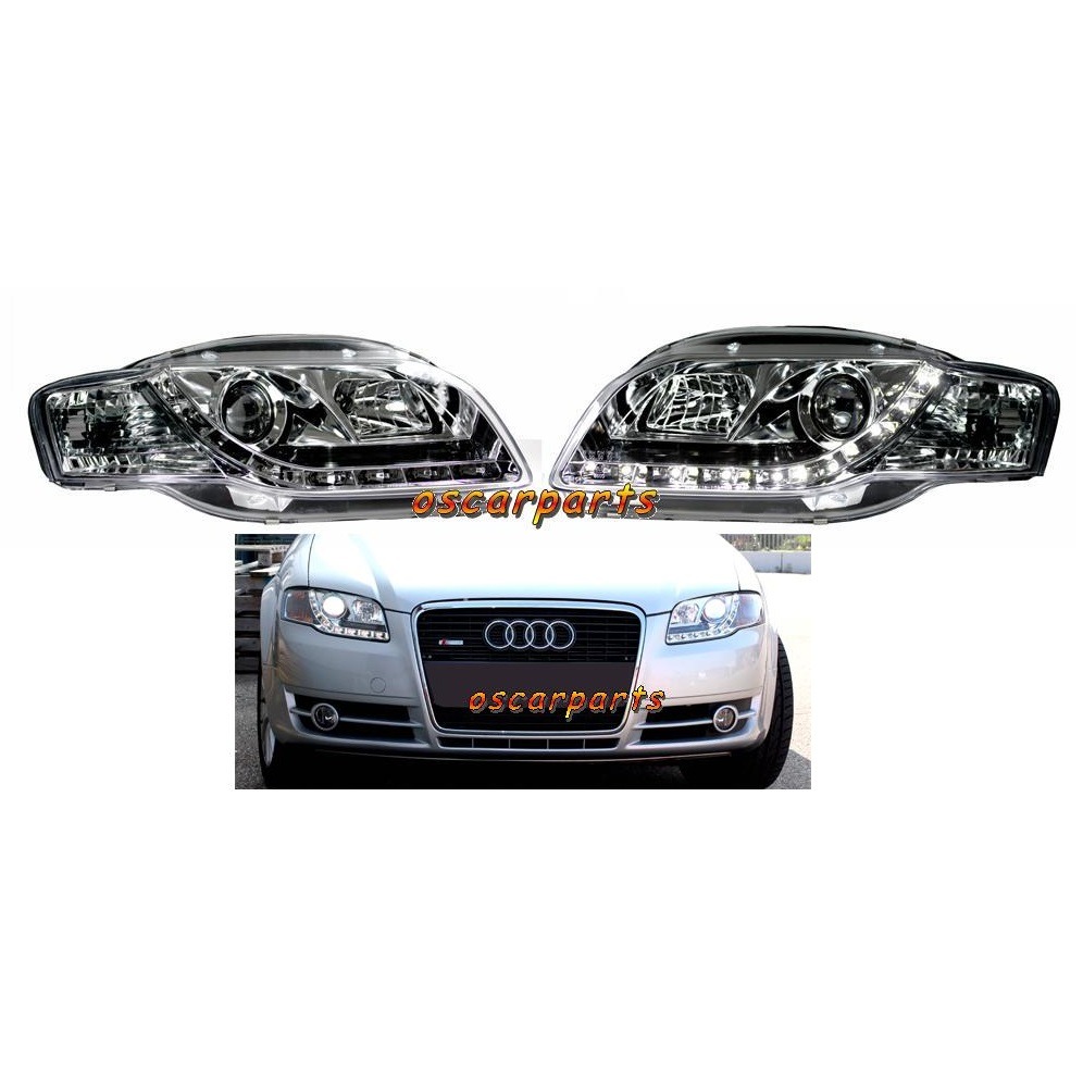 Faróis LED Audi A4 B7 Cromado