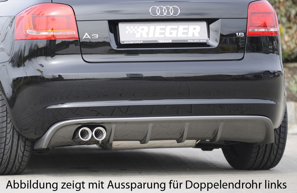 Difusor Audi A3 (8P) Sportback 07.08- (Não SLINE) -Look Carbono