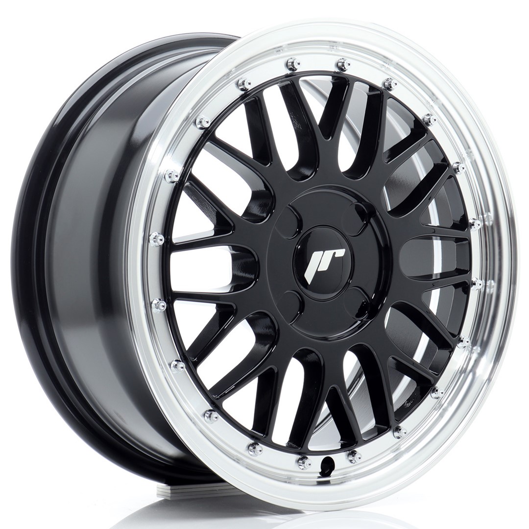 JR Wheels JR23 16x7 ET20-45 4H BLANK Gloss Black w/ Machined Lip