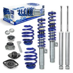 BlueLine Coilover Kit with Domcap Set suitable for BMW E46 4 and 6 cylinder, incl. Touring year 1998-2005