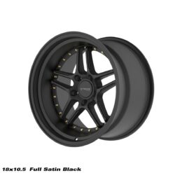 STROM DS-05 18x10,5 ET10 5x114,3 -Full Satin Black w/ Gold Rivets