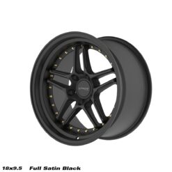STROM DS-05 18x9,5 ET15 5x114,3 -Full Satin Black w/ Gold Rivets