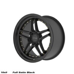 STROM DS-05 18x9 ET33 5x114,3 -Full Satin Black w/ Gold Rivets