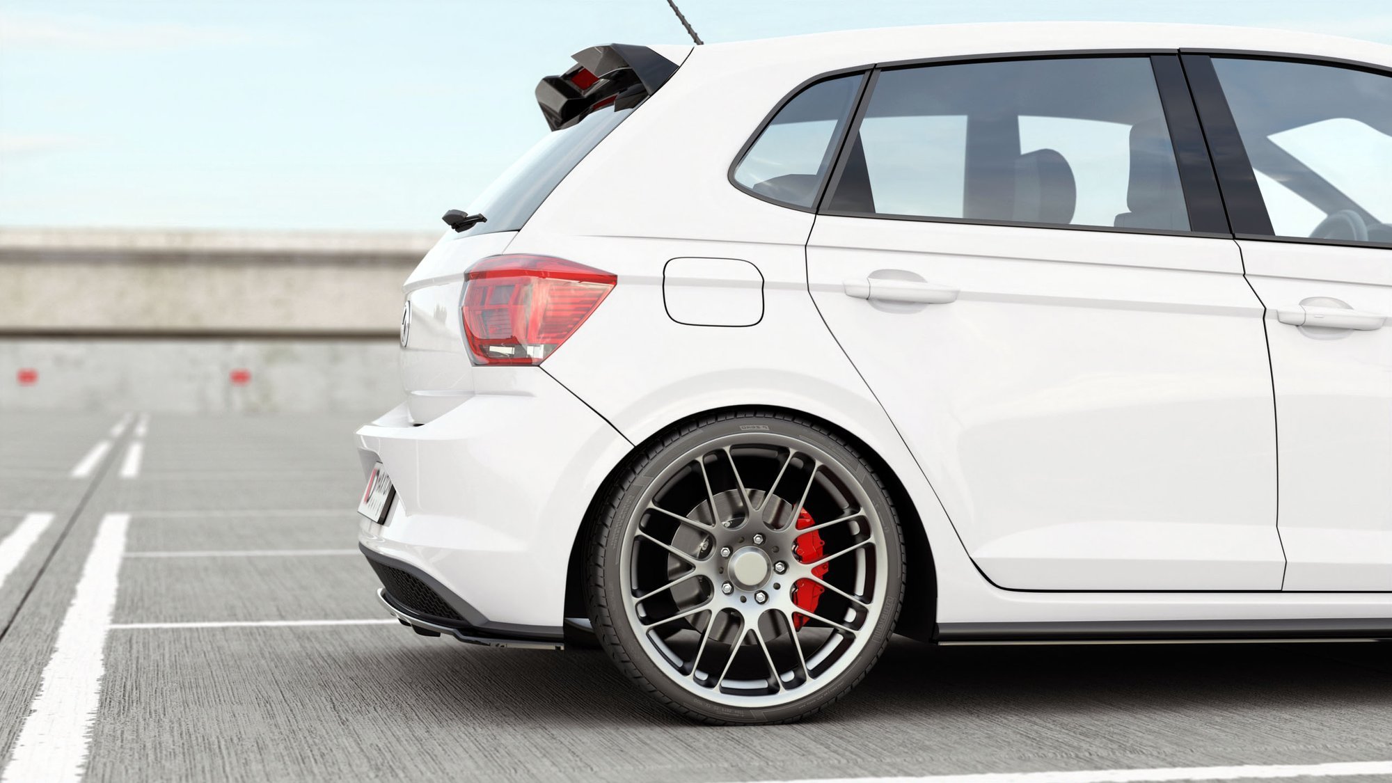 Rear Splitter (with vertical bars) Volkswagen Polo GTI / R-line Mk6 - Image 2