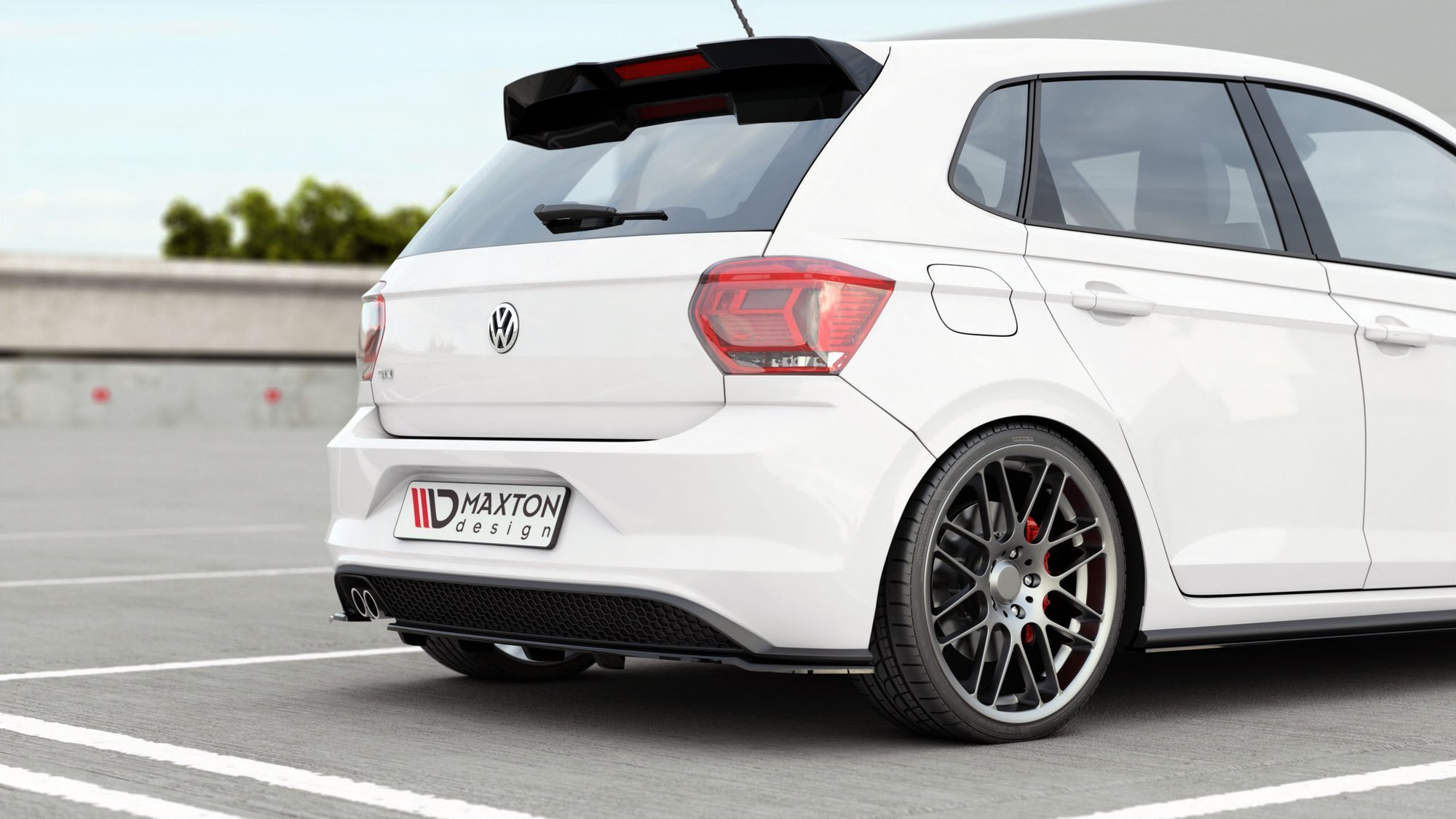 Rear Splitter (with vertical bars) Volkswagen Polo GTI / R-line Mk6 - Image 3