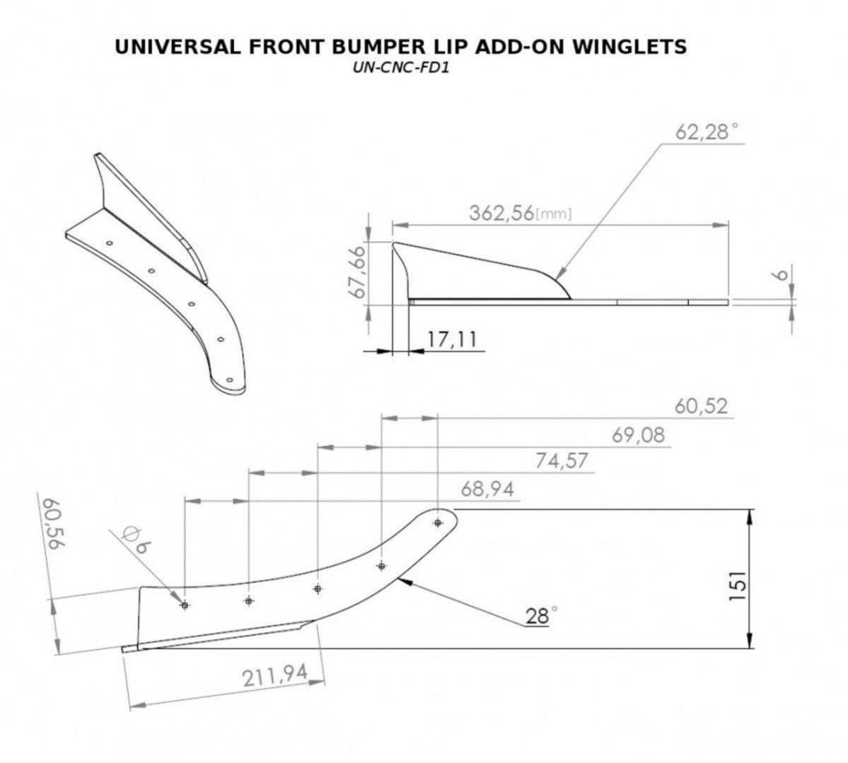 UNIVERSAL FRONT BUMPER LIP ADD-ON WINGLETS - Image 4