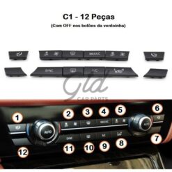 Pack 12 botões Módulo Ar Condicionado BMW Série 5/6/7 X5 X6 F10 F16 2009-2020-C1