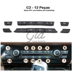 Pack 12 botões Módulo Ar Condicionado BMW Série 5/6/7 X5 X6 F10 F16 2009-2020-C2