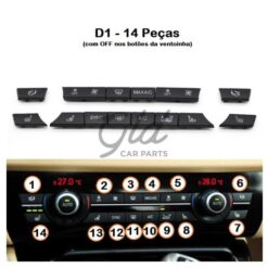 Pack 14 botões Módulo Ar Condicionado BMW Série 5/6/7 X5 X6 F10 F16 2009-2020-D1