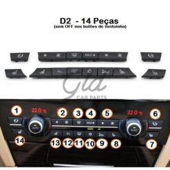 Pack 14 botões Módulo Ar Condicionado BMW Série 5/6/7 X5 X6 F10 F16 2009-2020-D2