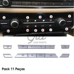 Conjunto de 11 botões Módulo Ar Condicionado Cinza BMW Série 5/6/7 F10 F11 F01 F02 F06
