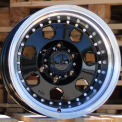 Jante 4X4 R16x10 ET-36 6x139.7 - Black+Polished Lip